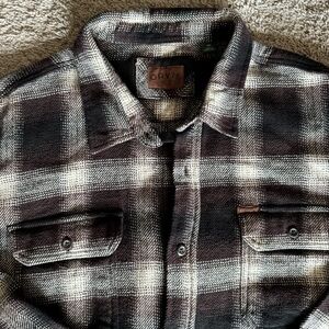 Orvis Men’s 3XL Heavy Twill Brown Plaid Flannel Shirt Jacket